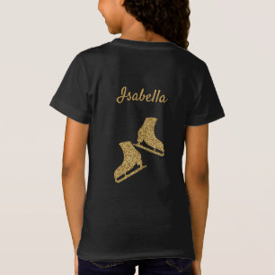IJskating t-shirt afbeelding schaats goudglitter