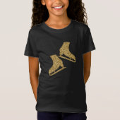 IJskating t-shirt afbeelding schaats goudglitter (Voorkant)