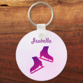 IJskatting sleutelhanger figuur schaats paars roze (Voorkant)