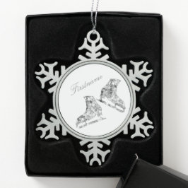 IJskeerversiering - Zilveren schaatsen Tin Sneeuwvlok Ornament