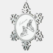 IJskeerversiering - Zilveren schaatsen Tin Sneeuwvlok Ornament (Rechts)
