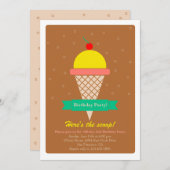 Ijskegel en lint - verjaardagsfeestje kaart (Voorkant / Achterkant)