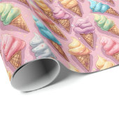 IJskegels op roze Cadeaupapier (Rol Hoek)