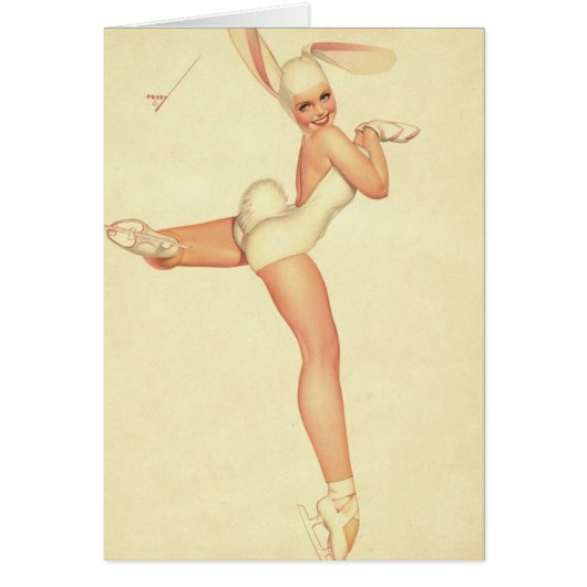 IJskerende Vintage Pinup in konijnenkostuum (Voorkant)