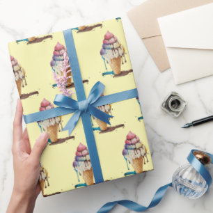 IJskiemkloon op geel uitstrijken Cadeaupapier