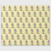 IJskiemkloon op geel uitstrijken Cadeaupapier (Vlak)