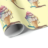 IJskiemkloon op geel uitstrijken Cadeaupapier (Rol Hoek)