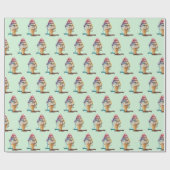 IJskiemkloon op groen uitlijnen Cadeaupapier (Vlak)