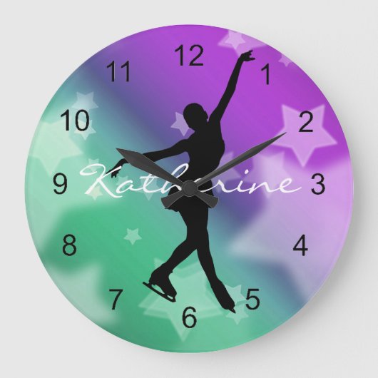 IJskilting Afbeelding schaatsen Wandklok (Voorkant)