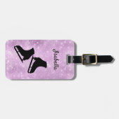 IJskilting bagagelabel figuur schaatsen paarse von (Voorkant horizontaal)