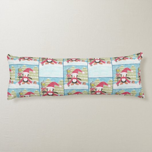 IJskilting pinguïn patroon blauwe romp Lichaamskussen (Achterkant)