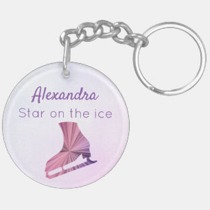 IJskistster sleutelhanger schaatser paars