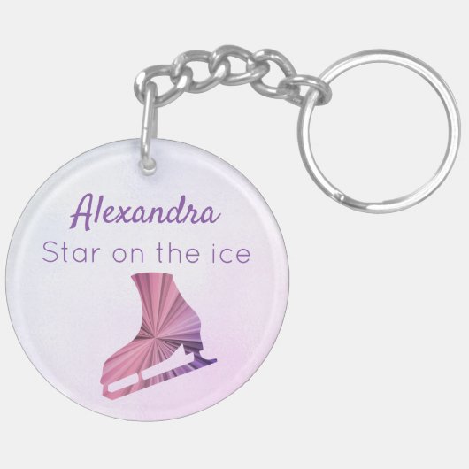 IJskistster sleutelhanger schaatser paars (Achterkant Rechts)