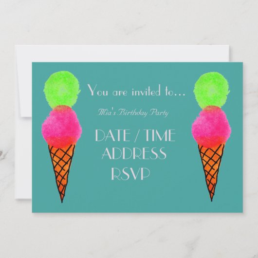 IJskleurig verjaardagsfeestje voor meisjes Kaart (Voorkant)