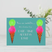 IJskleurig verjaardagsfeestje voor meisjes Kaart (Staand voorkant)