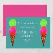 IJskleurig verjaardagsfeestje voor meisjes Kaart (Voorkant / Achterkant)