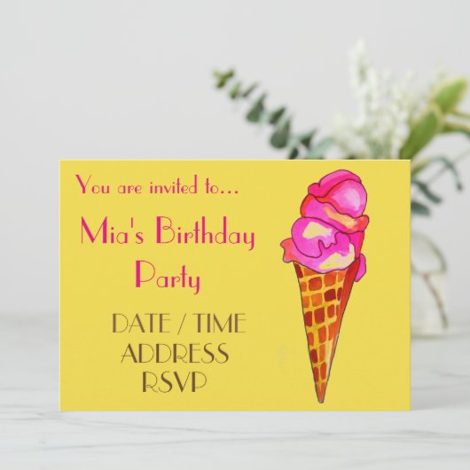 IJskleurig verjaardagsfeestje voor meisjes Kaart (Staand voorkant)