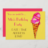 IJskleurig verjaardagsfeestje voor meisjes Kaart (Voorkant / Achterkant)