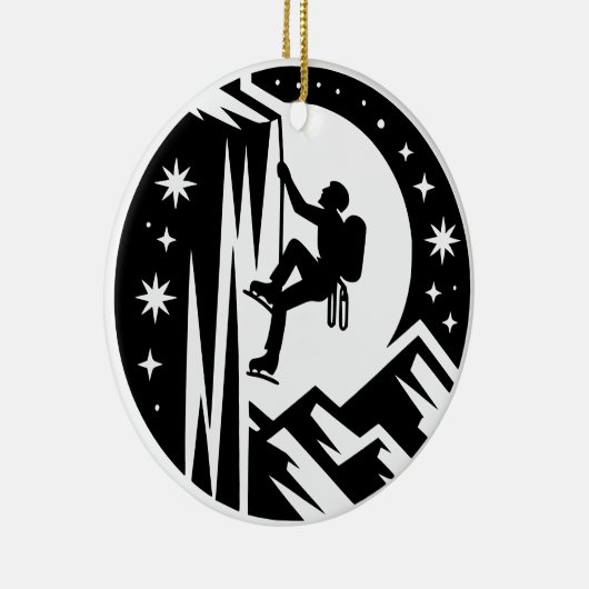 IJsklimmer Nacht Klimmen Onder Maan En Sterren Keramisch Ornament (Rechts)