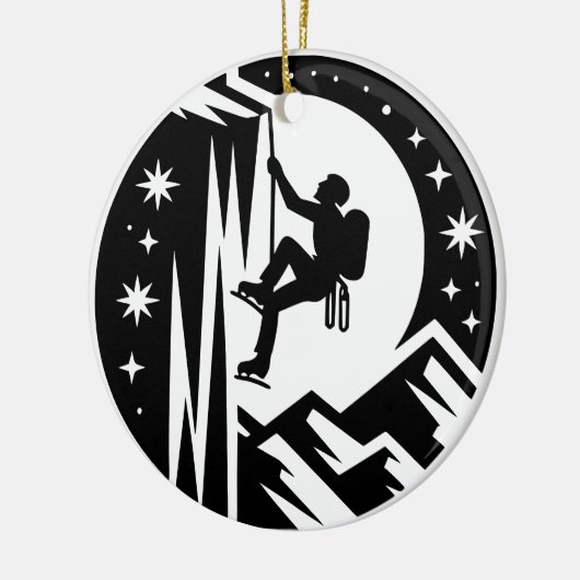 IJsklimmer Nacht Klimmen Onder Maan En Sterren Keramisch Ornament (Links)