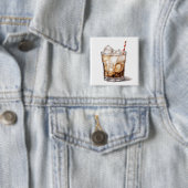 ijskoffie-cocktail vierkante button 5,1 cm (In situ)
