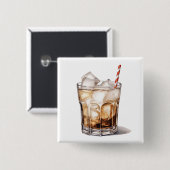 ijskoffie-cocktail vierkante button 5,1 cm (Voorkant /achterkant)