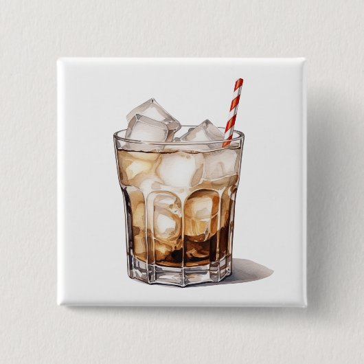 ijskoffie-cocktail vierkante button 5,1 cm (Voorkant)