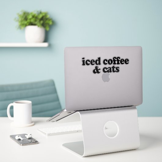 ijskoffie en -katten sticker (Laptop op bureau)