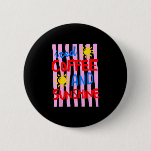 IJskoffie en zonneschijn schattige zomer vakantie Ronde Button 5,7 Cm