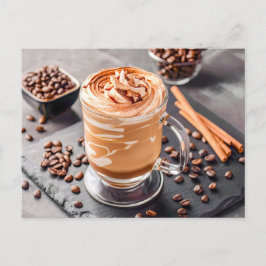 IJskoffie met koffiebonen en kaneel Feestdagenkaart