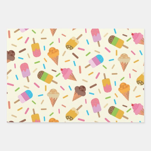 IJskomkegels en popsicles kinder Inpakpapier Vel (Voorkant 3)