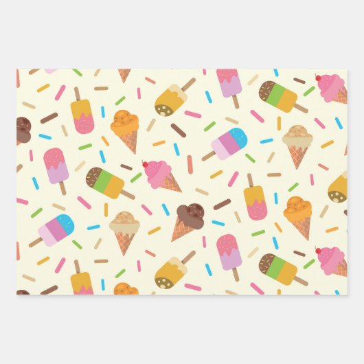 IJskomkegels en popsicles kinder Inpakpapier Vel (Voorkant)