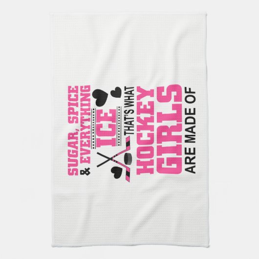 ijskoorts en alle ijshockey meisjes theedoek (Verticaal)