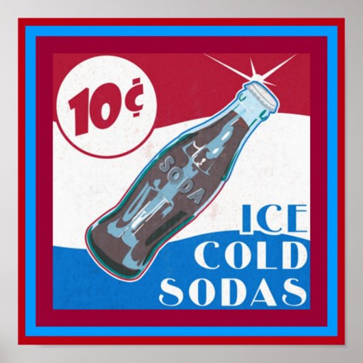 IJskoud Sodas Vintage en Poster (Voorkant)
