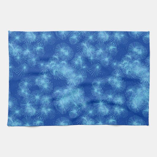 IJskristalvormers, blauwe achtergrond Theedoek (Horizontaal)