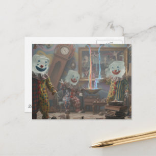ijskubus clowns surreële circus briefkaart