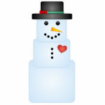 IJskubussneeuwman met hartboomversiering Fotobeeldje Ornament<br><div class="desc">Schattige kerstboomversiering met een sneeuwpopje voor ijs. Komt met rood lintje om te hangen. De vermelde grootten zijn bij benadering.</div>