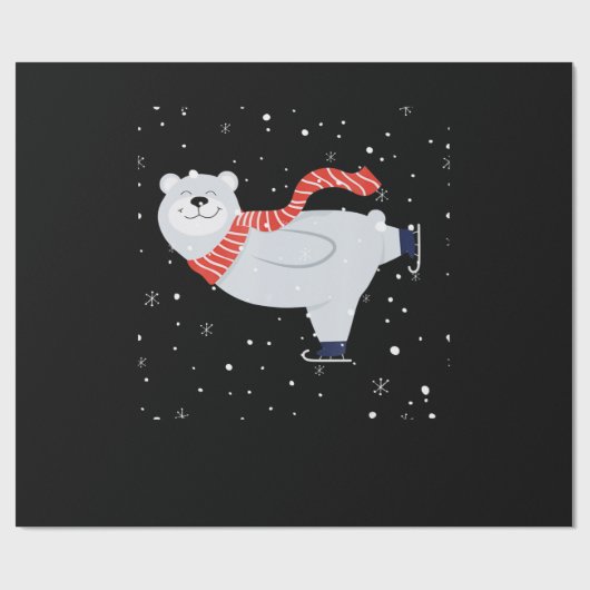 IJskunst met poolBeer, kerstmis Cadeaupapier (Vlak)