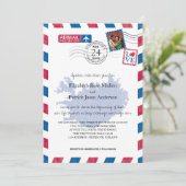 IJsland Airmail Wedding Invitation Kaart (Staand voorkant)
