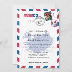 IJsland Airmail Wedding Invitation Kaart