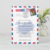 IJsland Airmail Wedding Invitation Kaart (Staand voorkant)