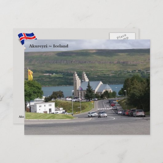 IJsland, Akureyrarkirkja, Akureyri Briefkaart (Voorkant / Achterkant)