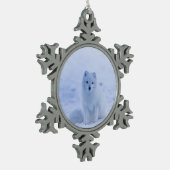 IJsland Arctic Fox Tin Sneeuwvlok Ornament (Links)