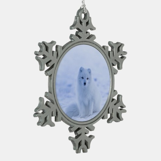 IJsland Arctic Fox Tin Sneeuwvlok Ornament (Links)