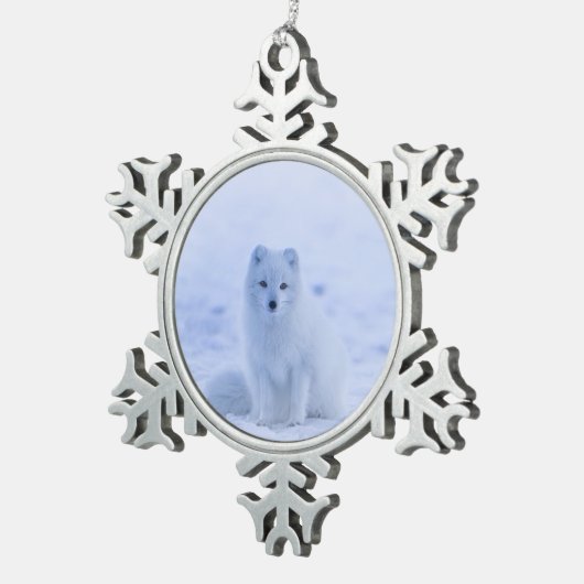 IJsland Arctic Fox Tin Sneeuwvlok Ornament (Rechts)