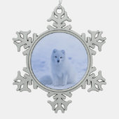 IJsland Arctic Fox Tin Sneeuwvlok Ornament (Voorkant)