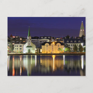 IJsland - August Midnight in het centrum van Reykj Briefkaart