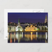 IJsland - Augustus Middernacht in het centrum van  Briefkaart (Voorkant / Achterkant)