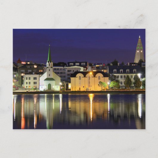 IJsland - Augustus Middernacht in het centrum van  Briefkaart (Voorkant)