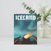 IJsland aurora borealis reisposter Briefkaart (Staand voorkant)